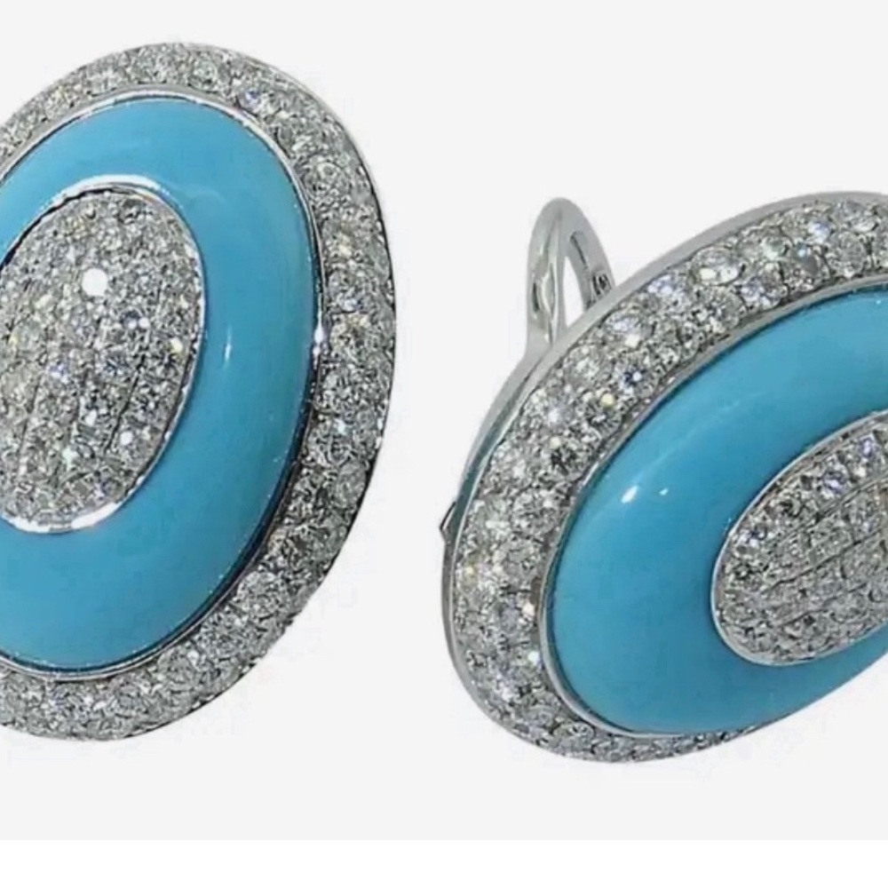Turquoise and cz chips earrings